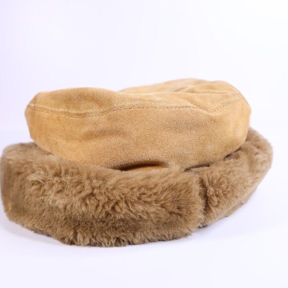 ERIC JAVITS 22" Shearling Sheepskin Bucket Hat Two Tone Genuine Leather Women's - Picture 3 of 4